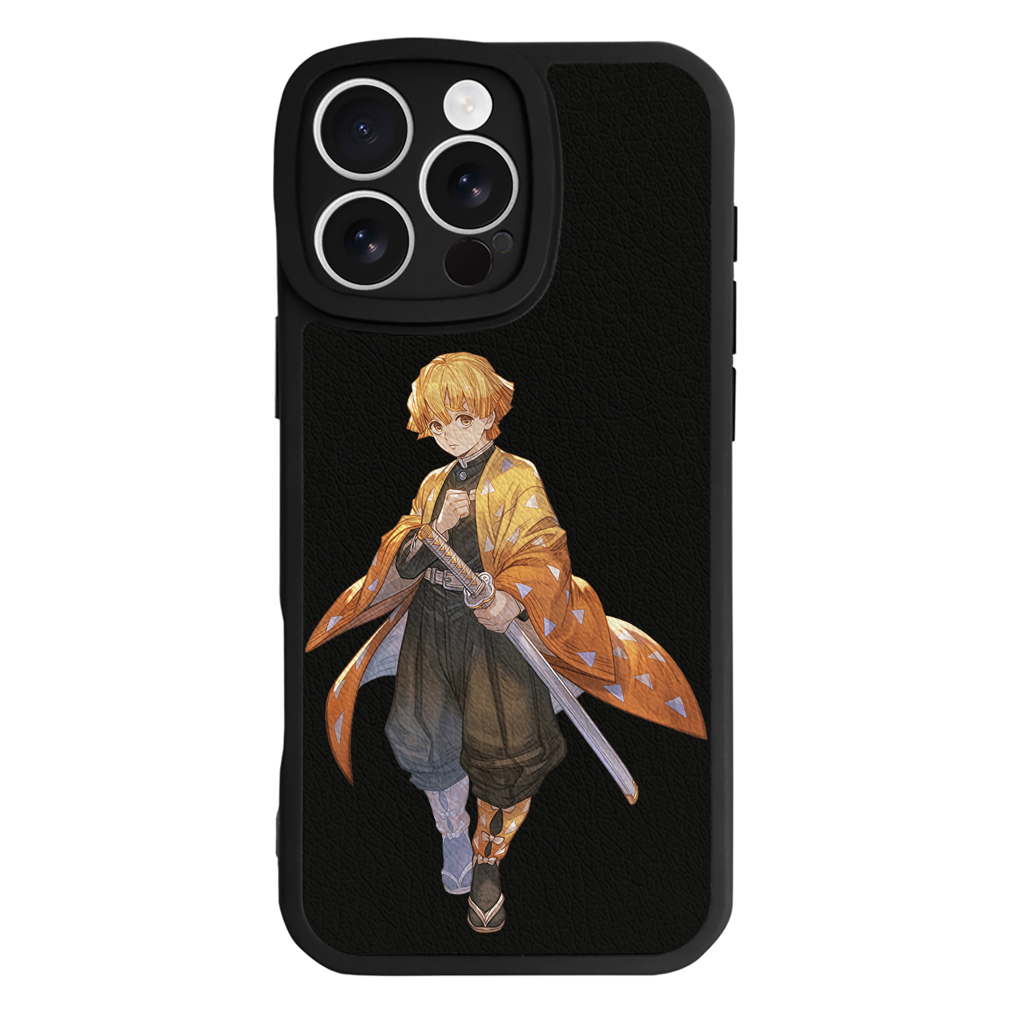 （画像用） 鬼滅の刃（きめつのやいば）我妻 善逸／あがつま ぜんいつ Agatsuma Zenitsu 【iPhone 16シリーズ対応】シリコンスマホケース（レザー調） 材質：シリコン